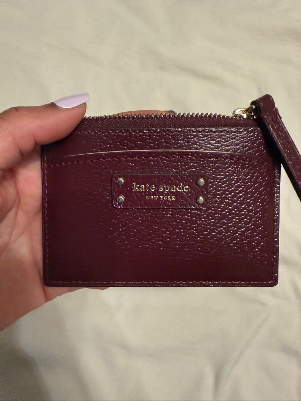 Kate Spade New York Burgundy Zip Card Holder
